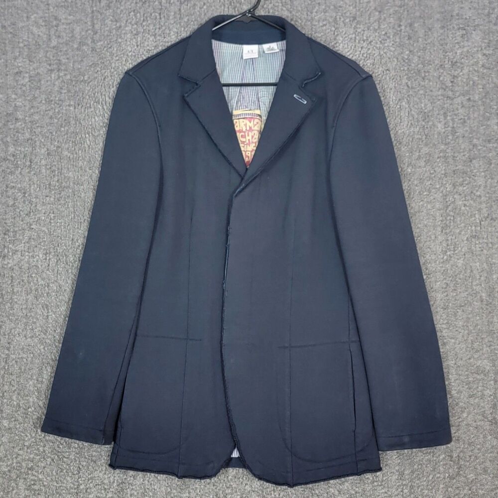 Armani Exchange A/X Blazer Mens Small Navy Blue 100% Cotton 3 Button Jacket